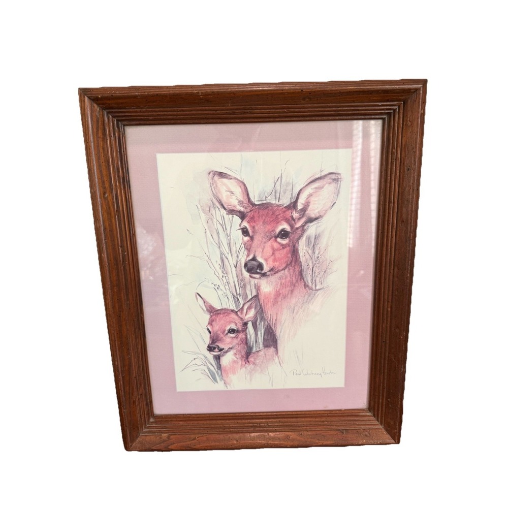 Vintage‎ Deer Art Print Mother Fawn Watercolor by Paul Whitney 16' x 13"